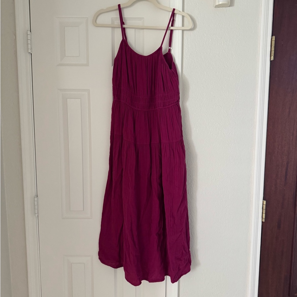 Old Navy Magenta Muslin Midi Dress